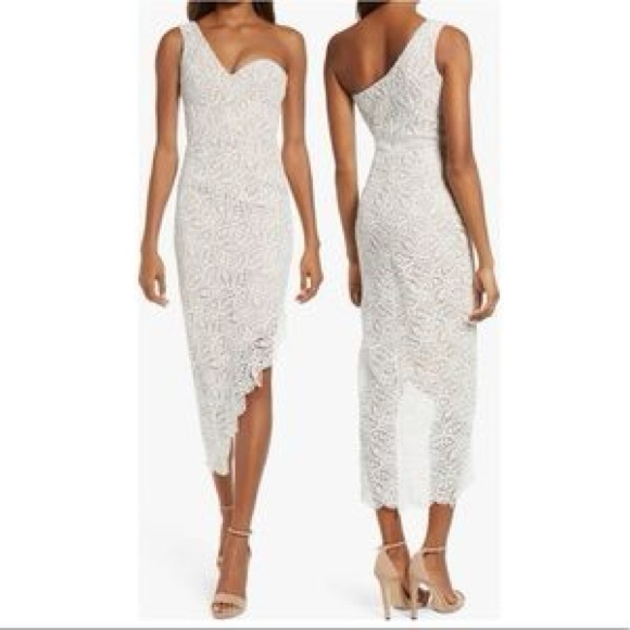 Dress the Population Dresses & Skirts - Dress the Population Magnolia One Shoulder Off-White Lace XXL Wedding Bridal EUC
